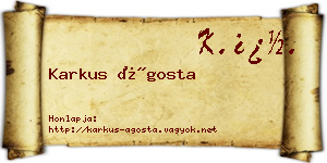 Karkus Ágosta névjegykártya